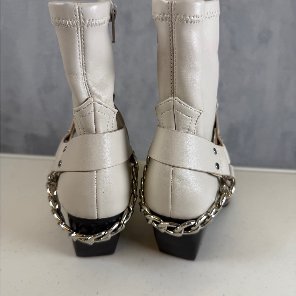 DV by Dolce Vita Boots Keeler Moto Size 6 Cream Heeled Boots - Picture 3 of 9